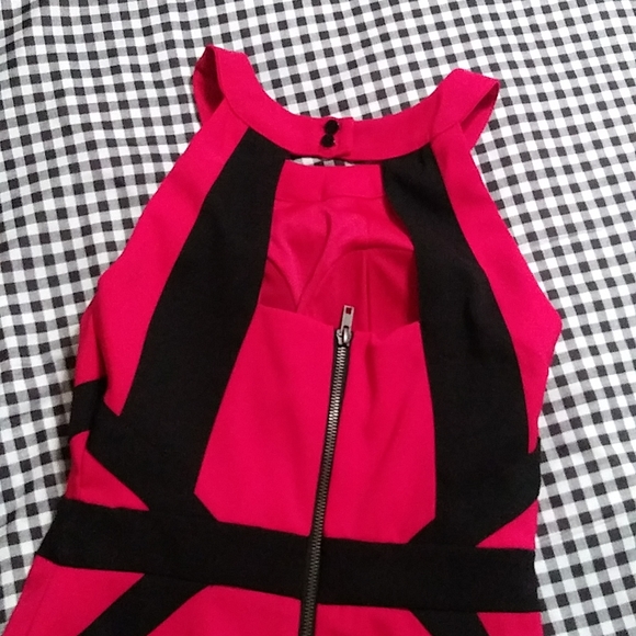 Hot PinkDress With Black Line Design XOXO Dress Size 7/8 - Picture 9 of 14